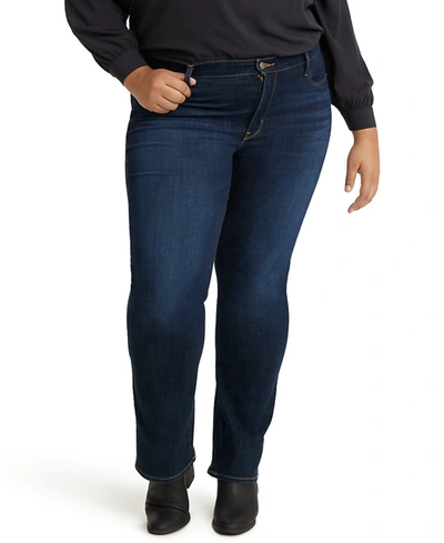 Shop Levi's Trendy Plus Size 415 Classic Bootcut Jeans In Cobalt Distress