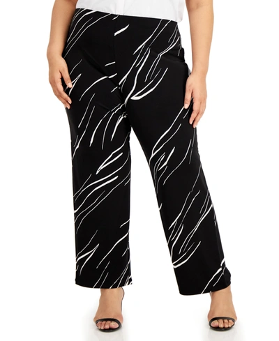 Alfani Plus Size Linear Printed Swing Top Wide Leg Pants Created For Macys  In Large Linear Breeze