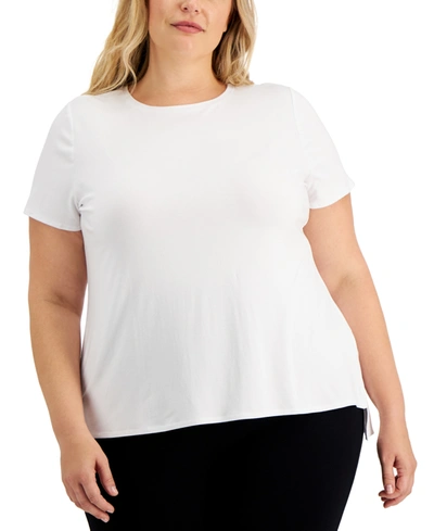 Shop Alfani Plus Size Solid T-shirt, Created For Macy's In Soft White