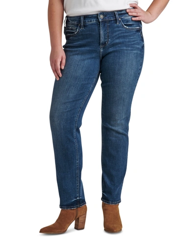 Shop Silver Jeans Co. Plus Size Suki Mid-rise Straight-leg Jeans In Indigo