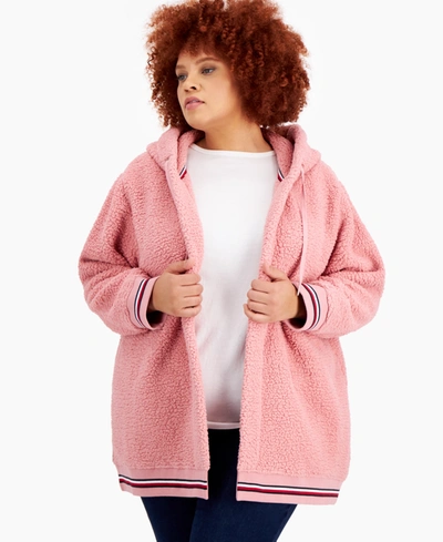 Tommy Hilfiger Plus Size Open-front Jacket In Bridal Rose | ModeSens