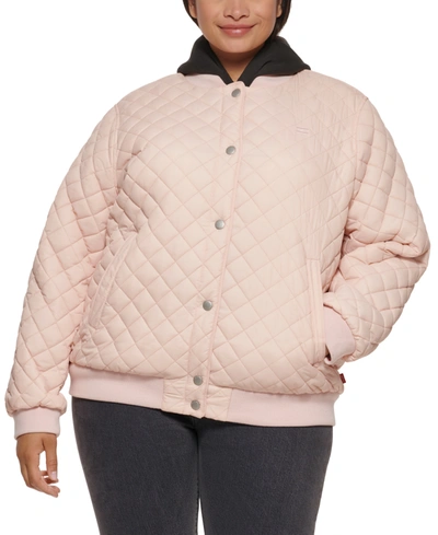 Shop Levi's Plus Size Quilted Bomber Jacket In Peach Blossom