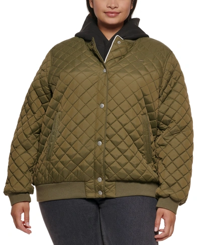 Shop Levi's Plus Size Quilted Bomber Jacket In Army Green