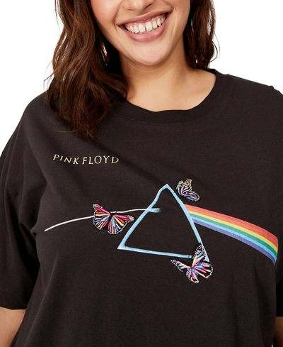 Cotton On Trendy Plus Size Oversized License Graphic T-shirt In Pink Floyd  Butterfly Emb/washed Black | ModeSens