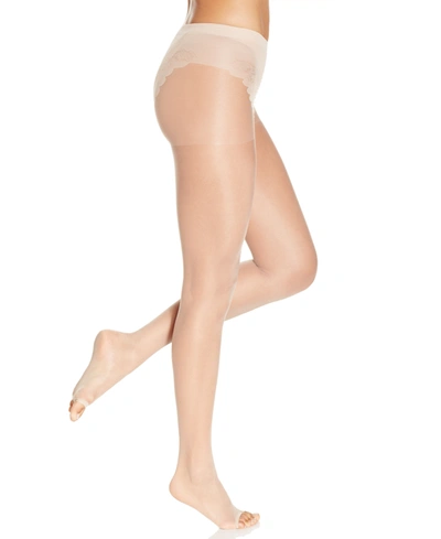 Shop Hue Women's Toeless Pantyhose Sheers With Lace Panty In Natural (nude )