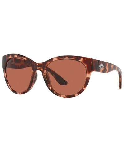 Shop Costa Del Mar Maya Polarized Sunglasses, 6s9011 55 In Shiny Coral Tortoise/copper P