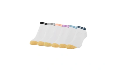 Shop Gold Toe Women's 6-pack Casual Ankle Cushion Socks, Also Available In Extended Sizes In Neon Coral/pool Blue/deep Teal/orchid