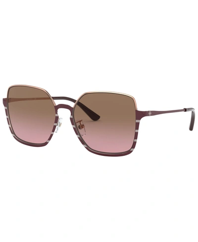 Shop Tory Burch Sunglasses, Ty6076 56 In Rose Gold Metal Bath/violet Gradient Bro