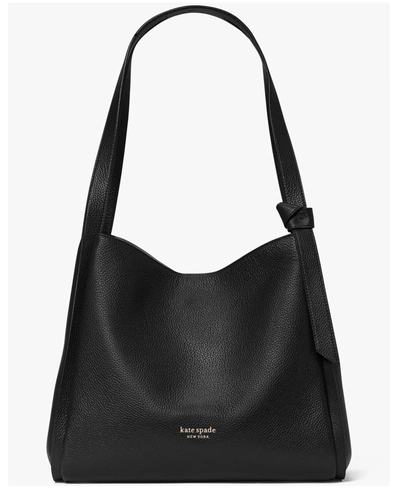 Shop Kate Spade Knott Pebbled Leather Large Shoulder Bag In Black