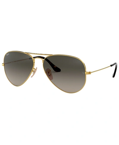 Shop Ray Ban Ray-ban Unisex Sunglasses, Rb3025 58 Aviator Collection In Gold/gray Gradient