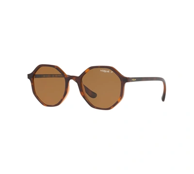 Shop Vogue Polarized Sunglasses, Vo5222s 52 In Dark Havana/light Brown Transp/polar Bro