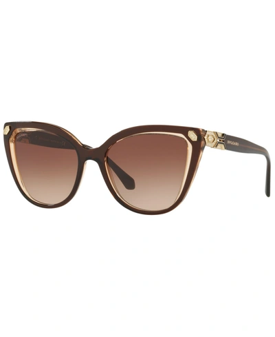Shop Bvlgari Sunglasses, Bv8212b 55 In Brown On Transparent Brown/brown Gradien