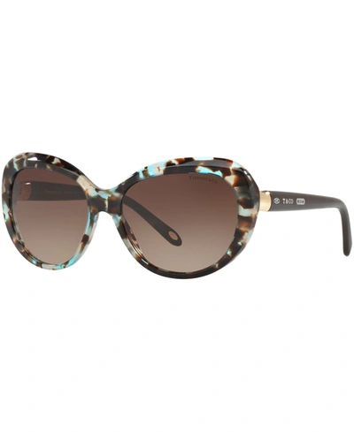 Shop Tiffany & Co Sunglasses, Tf4122 56 In Brown Havana Spotted Opal Blue/brown Gra