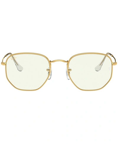 Shop Ray Ban Unisex Blue Light Glasses, Rb3548 In Legend Gold