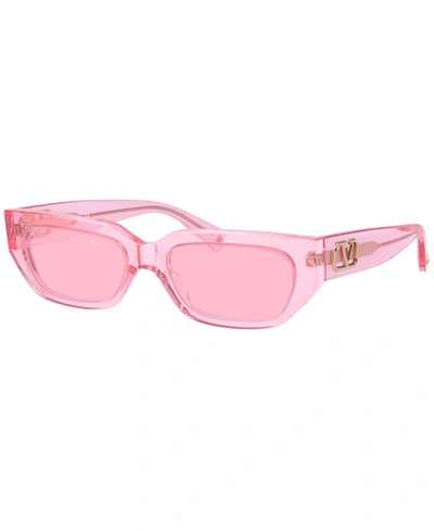 Shop Valentino Women's Sunglasses In Pink Fluo Trasparent/pink Fluo