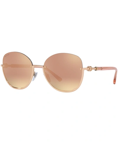Shop Bvlgari Sunglasses, Bv6123 56 In Pink Gold/grey Mirror Rose Gold