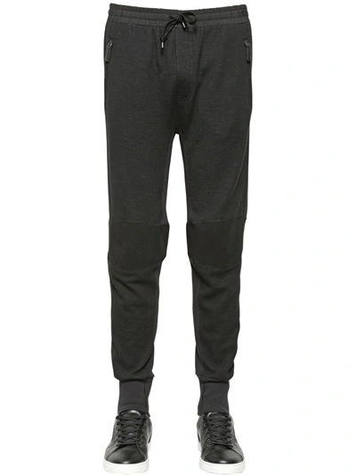 Dolce & Gabbana Stretch Wool Blend Biker Jogging Trousers In Black