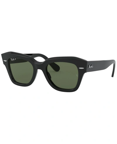 Ray Ban State Street Sunglasses Black Frame Green Lenses Polarized 49-20 In Black