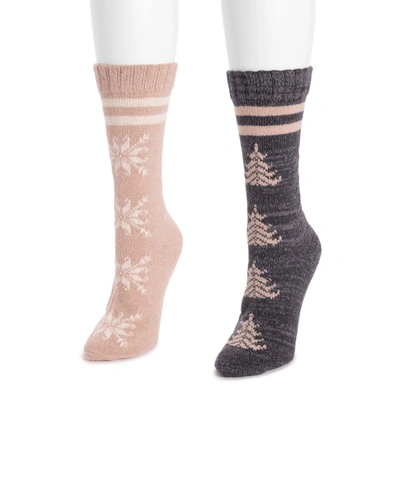 Shop Muk Luks Women's 2 Pair Pack Pointelle Socks Set In Neutral