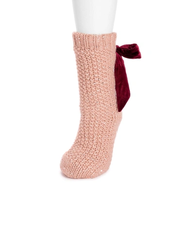 Shop Muk Luks Women's Ribbon Cabin Socks In Rose/jazzberry