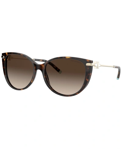 Shop Tiffany & Co Women's Low Bridge Fit Sunglasses, Tf4178f In Havana