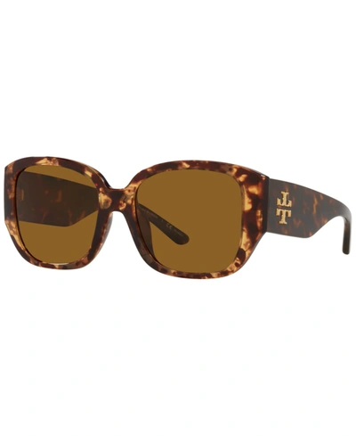 Shop Tory Burch Women's Polarized Sunglasses, Ty9066u In Dark Tortoise