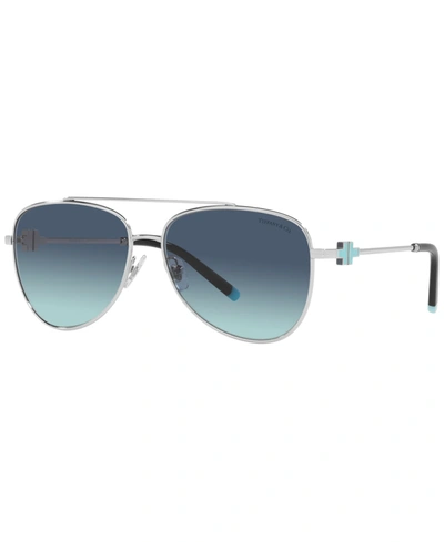 Shop Tiffany & Co Women's Sunglasses, Tf3080 In Silver-tone