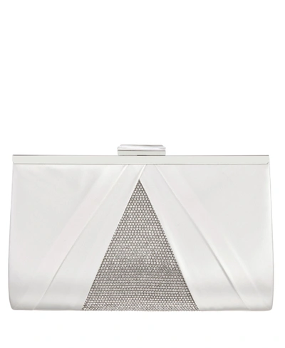 Nina Women's Pleated Stain Crystal Frame Clutch In White