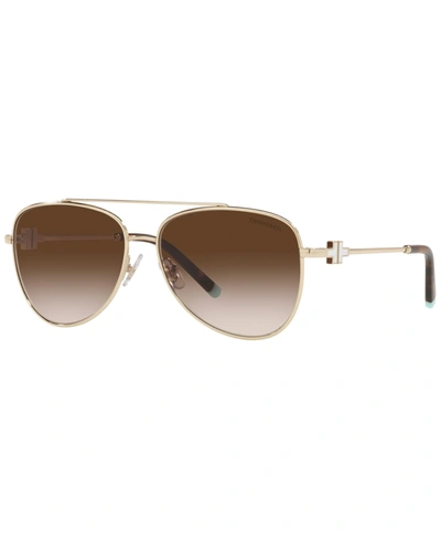Shop Tiffany & Co Women's Sunglasses, Tf3080 59 In Pale Gold-tone