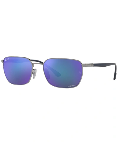 Shop Ray Ban Unisex Polarized Sunglasses, Rb3684ch 58 In Gun Metal