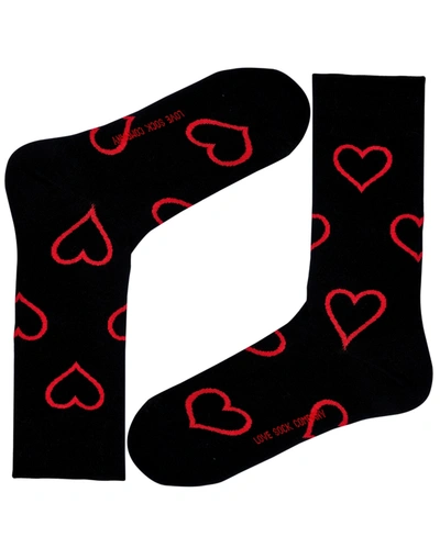 Shop Love Sock Company Big Heart Cotton Women's Crew Socks In Black