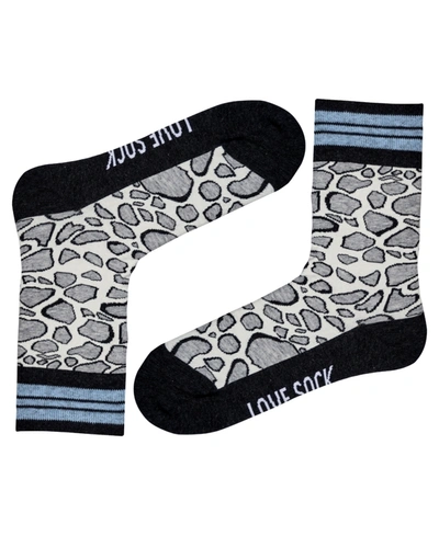 Shop Love Sock Company Leopard Cotton Women's Quarter Socks In Gray