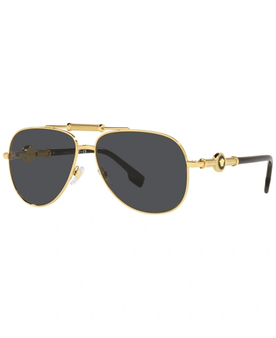 Shop Versace Unisex Sunglasses, Ve2236 In Gold-tone