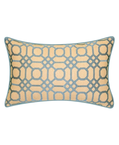 Shop Ediehome Raffia Geometric Embroidery Lumbar Decorative Pillow, 13 X 21 In Capri/natural
