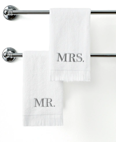 Avanti Mr. & Mrs. Embroidered Cotton Fingertip Towel, 11" X 18" In Mr