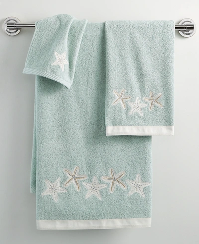 Avanti Sequin Shells Beachy Cotton Bath Towel, 27" X 50" In Mineral