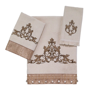 Shop Avanti Monaco Embroidered Cotton Fingertip Towel, 11" X 18" In Ivory