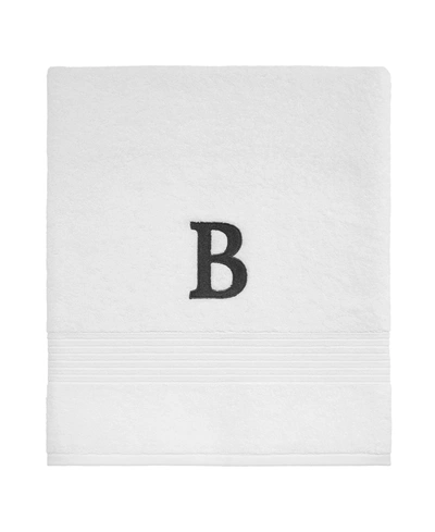 Shop Avanti Block Monogram Initial Cotton Bath Towel, 27" X 50" In White U