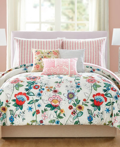 Shop Jessica Simpson Coral Floral 3-pc. King Comforter Set In Neutral