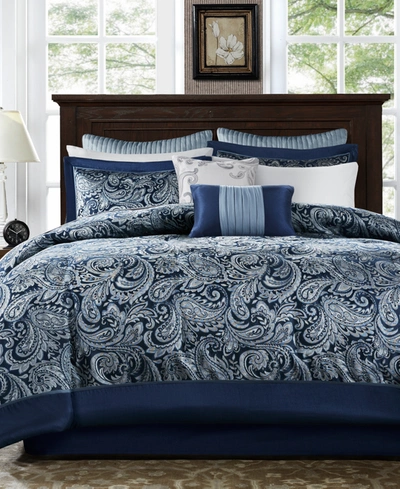 Shop Addison Park Aubrey Queen 9-pc. Comforter Set, Created For Macy's In Navy