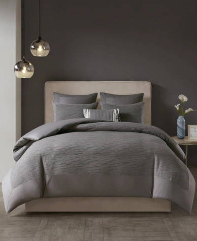 Shop Natori N  Hanae Yarn-dyed 3-pc. Duvet Cover Set, King In Grey