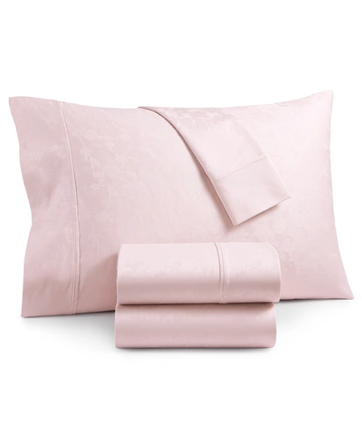 Shop Aq Textiles Bergen House Floral Vine Extra Deep Pocket 100% Certified Egyptian Cotton 1000 Thread Count 4 Pc. Sh In Blush