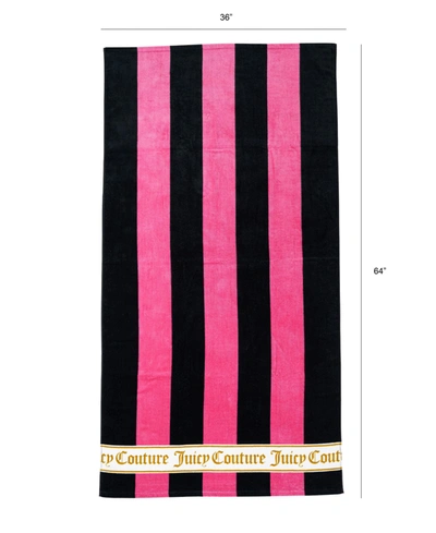 Juicy Couture Pink/White Cabana Stripe 36 in. x 68 in. 100% Cotton Beach Towel - Pink