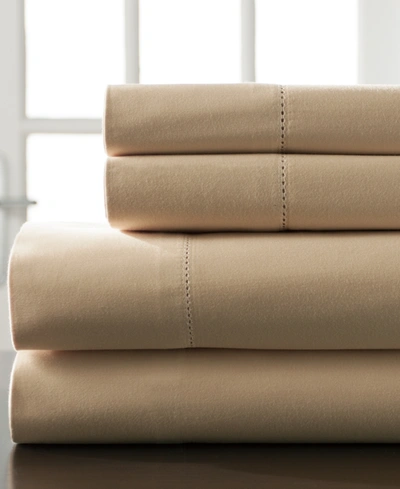 Shop Elite Home Hemstitch Cotton 400-thread Count 4-pc. California King Sheet Set Bedding In Fawn