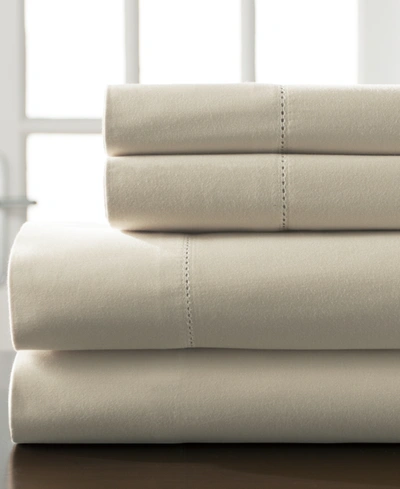 Shop Elite Home Hemstitch Cotton 400-thread Count 3-pc. Twin Sheet Set Bedding In Ivory