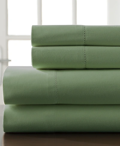 Shop Elite Home Hemstitch Cotton 400-thread Count 3-pc. Twin Sheet Set Bedding In Willow