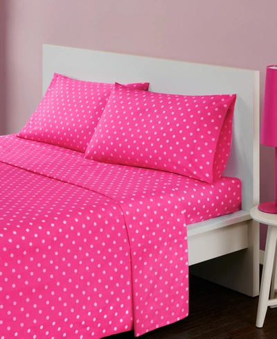 Shop Jla Home Polka Dot Cotton 4-pc. Sheet Set, Queen In Dark Pink
