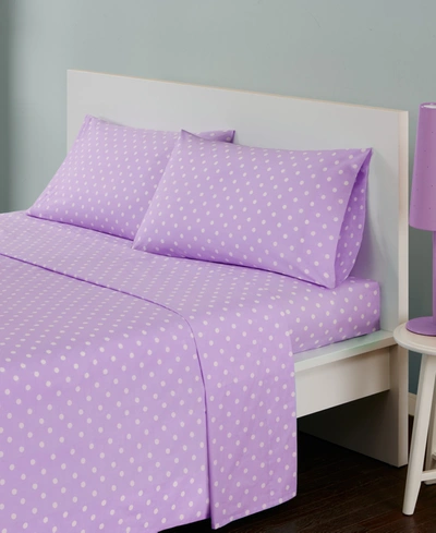 Shop Jla Home Polka Dot Cotton 3-pc. Sheet Set, Twin In Purple