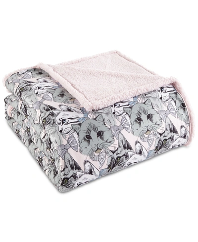 Shop Shavel Micro Flannel To Sherpa Full/queen Blanket In Cat Collage