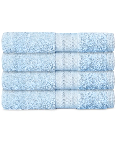Shop Sunham Soft Spun Cotton 4-pc. Hand Towel Set In Powder Blue